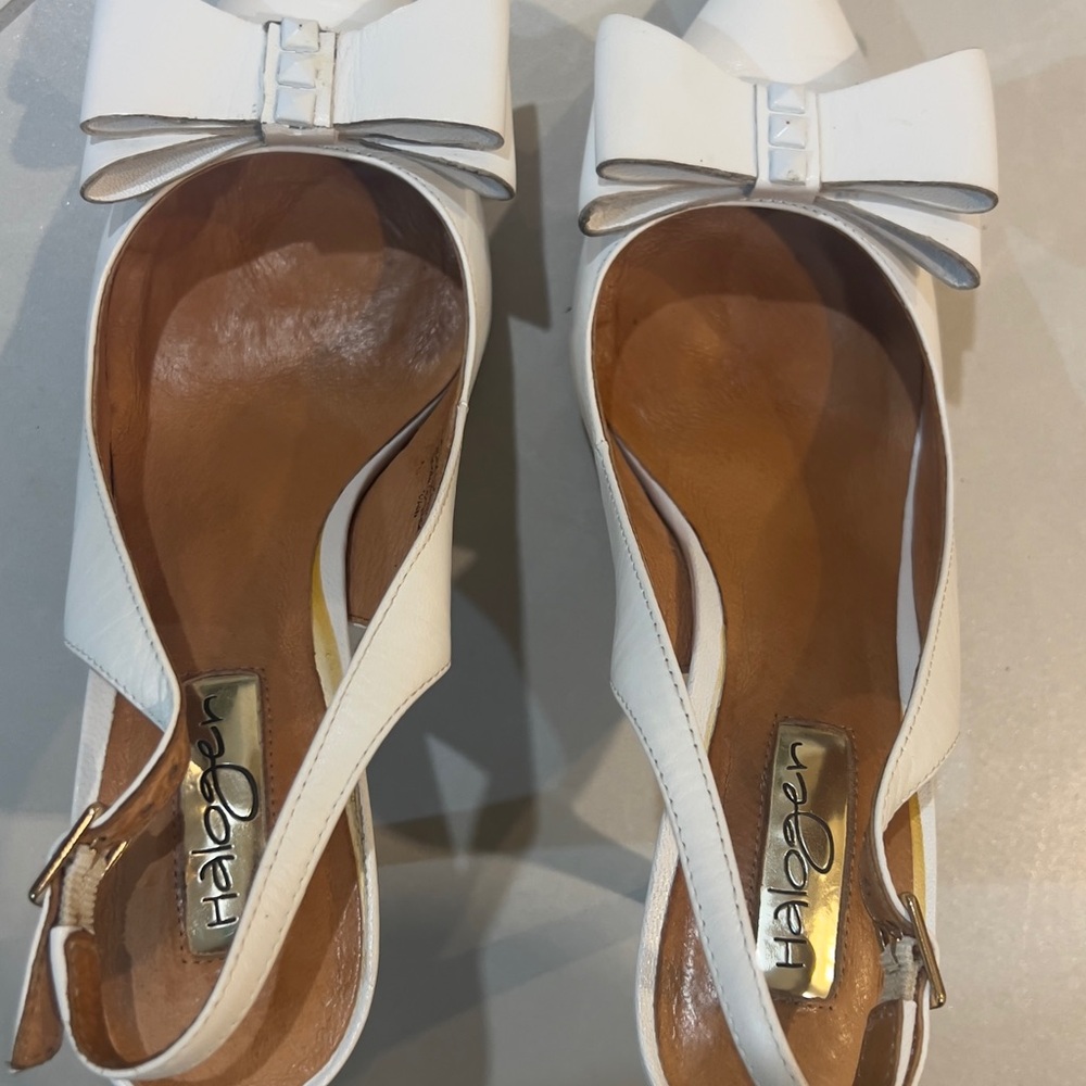 Halogen Cream Heels with Bow Accent